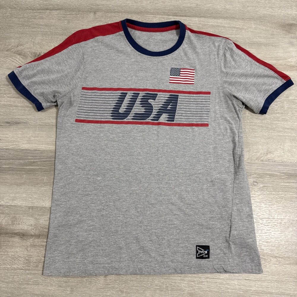 USA Soccer Shirt Mitre Men's Gray Medium Short Sleeve 2017